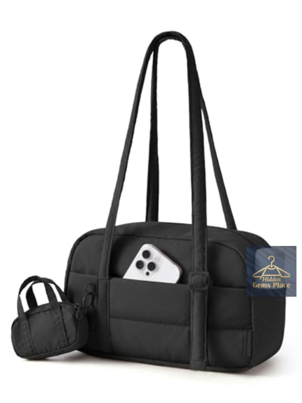 Puffer Quilted Shoulder Bag Lightweight Small Tote Handbag Travel